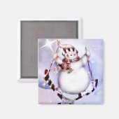 Skifahren Snowman Magnet (Vorderseite/Rückseite)
