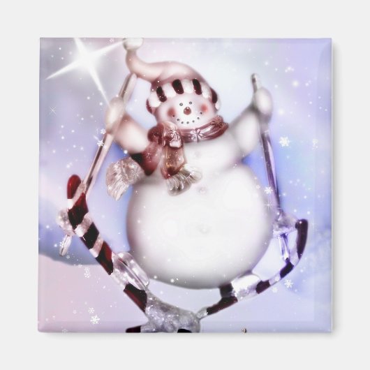 Skifahren Snowman Magnet (Vorne)