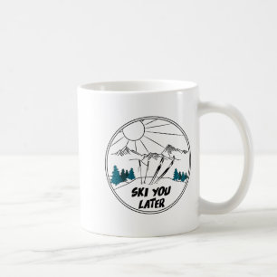 Skifahren später Wintersport vintage Pulverschnee Kaffeetasse