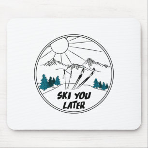 Skifahren später Wintersport Vintage-Pulverschnee Mousepad