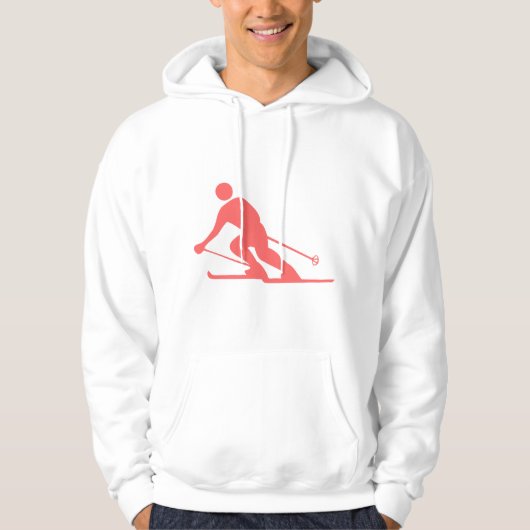 Skifahren - tropisches Rosa Hoodie (Vorderseite)