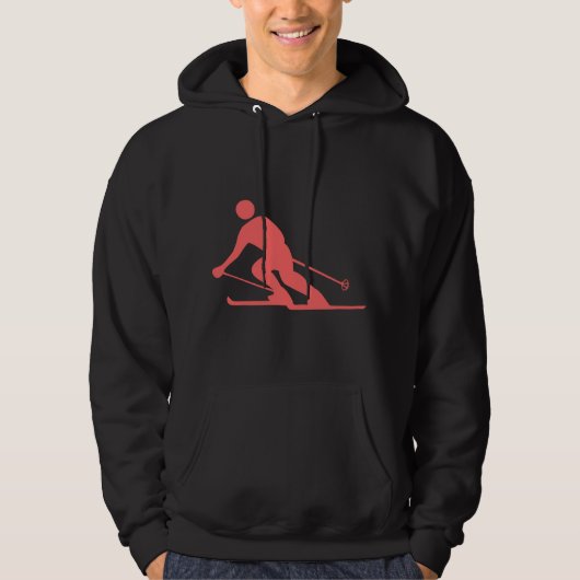 Skifahren - tropisches Rosa Hoodie (Vorderseite)