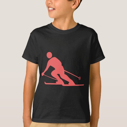 Skifahren - tropisches Rosa T-Shirt (Vorderseite)