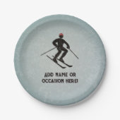 Skifahren Typ auf verzinktem Stahl aussehen männli Pappteller (Vorderseite)