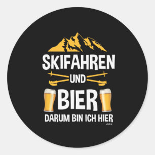 Skifahren und Bier Apres-Ski-Party-Kostüm Winter-S Runder Aufkleber