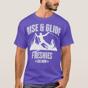 Skifahren und Vintager Weißer Text T-Shirt