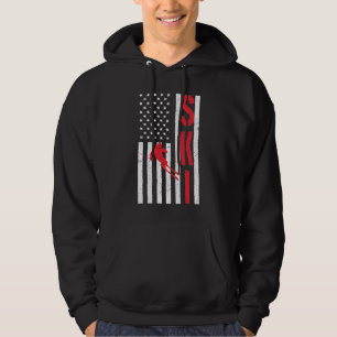Skifahren unter amerikanischer Flagge Wintersport  Hoodie