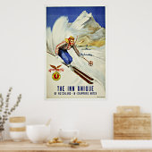 Skifahren Vintage Skigebiet Posters Poster (Küche)