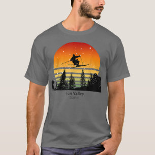 Skifahren Vintage Sonnenuntergang Skifahrer Sun Va T-Shirt
