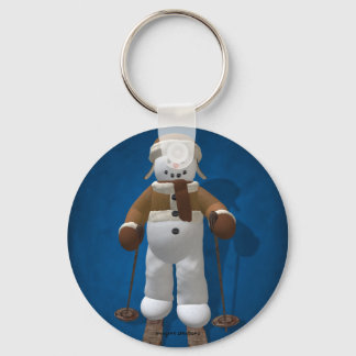 Skifahren Vintager Schneemann Schlüsselanhänger