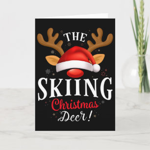 Skifahren Weihnachten Hirsch Pjs Xmas Familie pass Karte