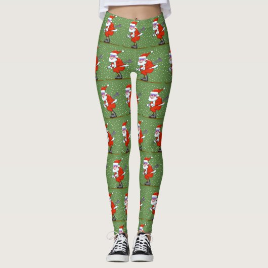 Skifahren Weihnachten Leggings (Vorderseite)