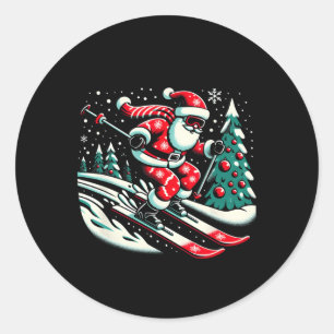 Skifahren Weihnachten Ski Winter Sport X-mas Paja Runder Aufkleber