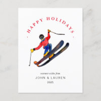 Skifahren Weihnachtskarte außerhalb des Fotos
