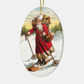 Skifahren Weihnachtsmann Keramik Ornament (Links)