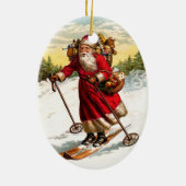 Skifahren Weihnachtsmann Keramik Ornament (Hinten)