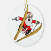 Skifahren Weihnachtsmann Keramikornament (Links)