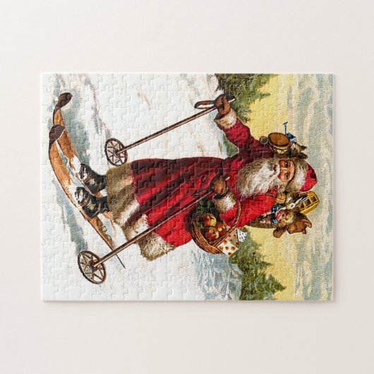 Skifahren Weihnachtsmann Puzzle (Horizontal)