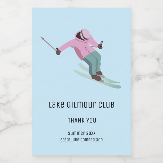 Skifahren Weinetikett (Einzelnes Label)