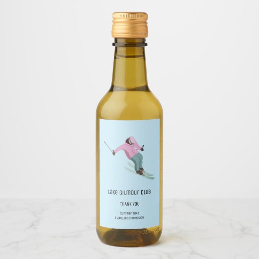 Skifahren Weinetikett (Vorderseite)