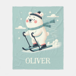 Skifahren Whimsical Niedlich Polar Bär Personalisi Fleecedecke