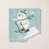 Skifahren Whimsical Niedlich Polar Bär Personalisi Waschlappen (Waschlappen)