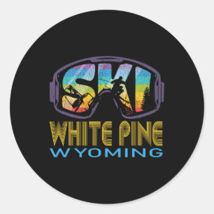 Skifahren White Pine Wyoming Skiurlaub  Runder Aufkleber