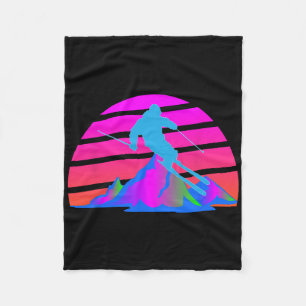 Skifahren Winterskier 80er 90er Retro Rosa Piste Fleecedecke