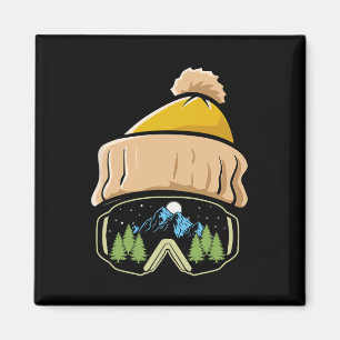 Skifahren Wintersport Ski Hat Snowboard Goggles Sn Magnet