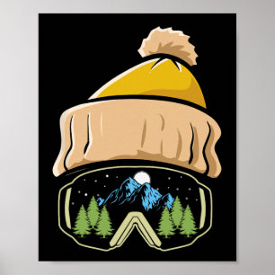 Skifahren Wintersport Ski Hat Snowboard Goggles Sn Poster