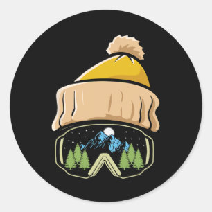 Skifahren Wintersport Ski Hat Snowboard Goggles Sn Runder Aufkleber