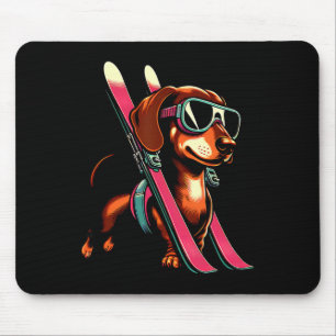 Skifahren Wurst Hund Berg Winter Skibrille Stil Mousepad