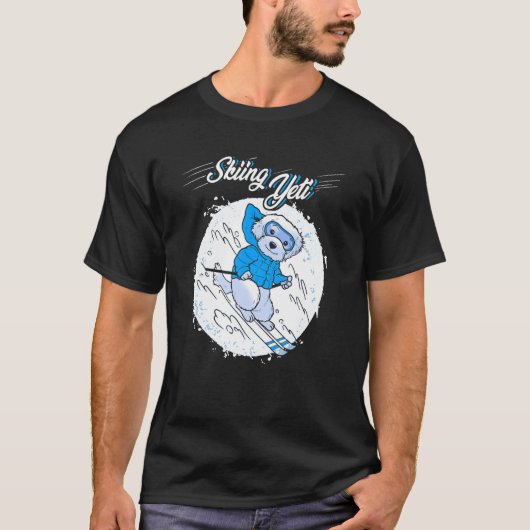Skifahren Yeti Dog Skier Wintersport Ski T-Shirt (Vorderseite)