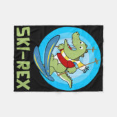 Skifahrende Kinder Ski-rex Lustiger Dino Kleinkind Fleecedecke (Vorderseite (Horizontal))