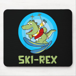 Skifahrende Kinder Ski-rex Lustiger Dino Kleinkind Mousepad