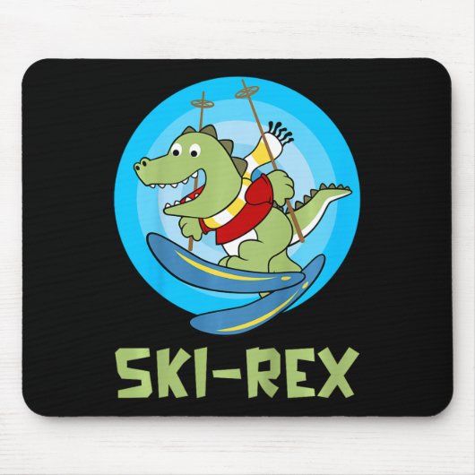 Skifahrende Kinder Ski-rex Lustiger Dino Kleinkind Mousepad (Vorne)
