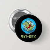 Skifahrende Kinder Ski-rex Lustiger Dino Klekind L Button (Vorne & Hinten)