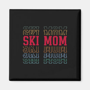 Skifahrende Mutter Lustiger geschichteter Text Ski Magnet