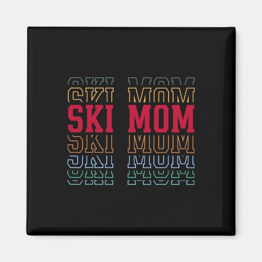 Skifahrende Mutter Lustiger geschichteter Text Ski Magnet (Vorne)