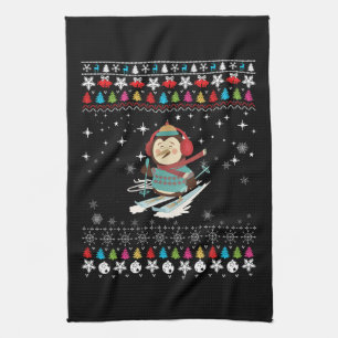 Skifahrender Pinguin Weihnachten Geschirrtuch