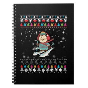 Skifahrender-Pinguin, Weihnachts-Pinguin, hässlich Notizblock
