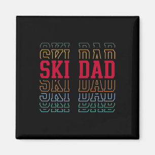 Skifahrender Vater Lustiger geschichteter Text Ski Magnet