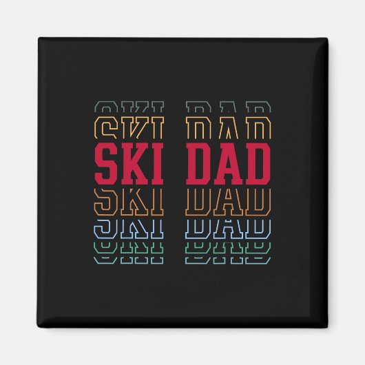 Skifahrender Vater Lustiger geschichteter Text Ski Magnet (Vorne)