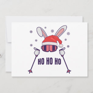 Skifahrender Weihnachtsmann-Hase mit Weihnachtsman Einladung