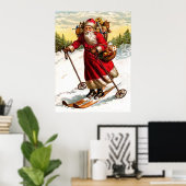 Skifahrender Weihnachtsmann Poster (Heimbüro)