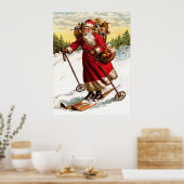 Skifahrender Weihnachtsmann Poster (Küche)