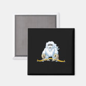 Skifahrender Yeti, Berg-Schneemann Ski-Tee Geschen Magnet (Vorderseite/Rückseite)