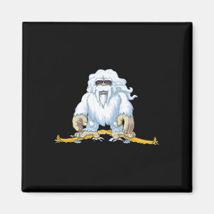 Skifahrender Yeti, Berg-Schneemann Ski-Tee Geschen Magnet