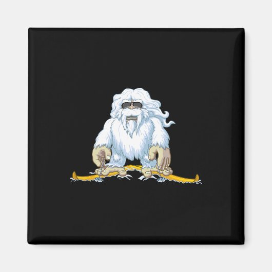 Skifahrender Yeti, Berg-Schneemann Ski-Tee Geschen Magnet (Vorne)