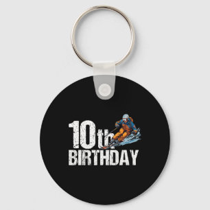 Skifahrer 10. Geburtstag Ski Junge Mädchen 10. Geb Schlüsselanhänger